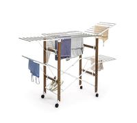 InnovaGoods Étendoir Pliant Vertical Dreeyl à roulettes, 38 Barres, Capacité Élevée, Multi-Positions, Porte-Chaussures, Blanc