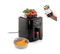 InnovaGoods Friteuse sans huile 5 l + moule en silicone friteuse à air Ø20,5 cm, air fryer 1500 W avec balance de cuisine, 8 programmes écran tactile, panier antiadhésif minuteur, flux d'air 360°