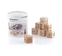 InnovaGoods - Jeu de Dés de Yoga Anandice, 7 Unités pour Fitness et Relaxation, Stimule Créativité, Bois Beige, 2,5x2,5x2,5 cm, Marron, Bois