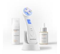 InnovaGoods® Kit de soin du visage avec riz, 1 sérum pour le visage apporte de la luminosité, 1 crème hydratante pour le visage régénère et adoucit, 1 masseur facial traitement radiofréquence, tous