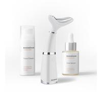 InnovaGoods® Kit de soin du visage raffermissant Kombucha, 1 sérum visage hydratant, fournit l'uniformité, 1 crème hydratante pour le visage, réducteur de double menton avec photothérapie