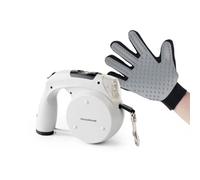 InnovaGoods Laisse Extensible 6 en 1 pour Chien 4 m, avec Gant pour brosser et Masser Les Animaux, élimine Les Poils Morts, améliore la Circulation, Laisse avec lumière, Abreuvoir, Montre