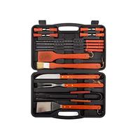 InnovaGoods - Mallette Barbecue Portable 18 Pièces, Design Compact, Résistante et Durable, Polyvalence et Fonctionnalité, Noir/Orange, Taille Unique, Bois
