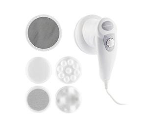 InnovaGoods - Masseur Électrique Anti-Cellulite 5 en 1, Élimine Graisse, Massage Vibrant Relaxant, Multifonction, 4 Têtes Interchangeables, Blanc, 19 x 14 x 11 cm, Acrylonitrile butadiène styrène