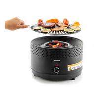 InnovaGoods® Mini Barbecue Charbon Portable Pliable, Grill Camping Léger et Maniable, Table de Repas Extérieur, Noir, Acier Inoxydable, Sans Fumée