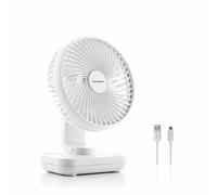 InnovaGoods® Mini Fan de Desktop, Mini Fan Rechargeable avec lumière LED, Fan 4 niveaux d'intensité, Ventilateur silencieux, Ventilateur oscillant, Orientation ajustable 90º.