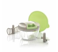 InnovaGoods Mini hachoir et mélangeur manuel Spinop - compact, lames acier inoxydable - Vert/Gris