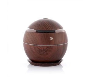InnovaGoods - Mini Humidificateur Diffuseur d'Aromes Dark Walnut, Silencieux, Ultrasonique, Lumière LED Multicolore, 130ml, ABS, Multicolore, Taille Unique