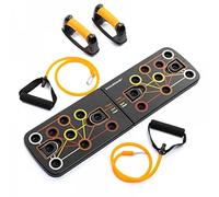 InnovaGoods Multifonction Push-Up Board avec Bandes de Résistance - Guide d'Exercices, Adhésifs Antidérapants, Montage Facile, Jaune, ABS, PP, Caoutchouc
