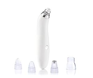 InnovaGoods - Nettoyant Visage Électrique Pore·Off, Élimine Points Noirs, Peau Morte, Graisse, 4 Têtes Interchangeables, ABS, Blanc, Ensemble de 5 pièces