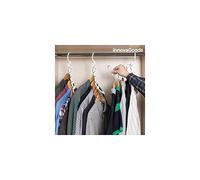 InnovaGoods - Organisateur de Cintre, Capacité 40 Vêtements, 24 Pièces, Gain d'Espace, Montage Facile, Polyvalent et Adaptable, Blanc, Plastique