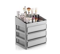 InnovaGoods - Organisateur de Maquillage Polyvalent, 3 Tiroirs Grande Capacité, Plateau Amovible avec 9 Compartiments, Multifonctionnel, Design Moderne, Gris, Polypropylène