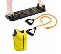 InnovaGoods - Pack planche de flexions Push-Up avec bandes de résistance et guide d'exercices et gilet de sport avec effet sauna pour homme, taille L
