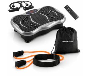 InnovaGoods - Pack plateforme vibrante avec haut-parleur, bandes de résistance et télécommande et ceinture avec bandes de résistance pour fessiers et guide d'exercices