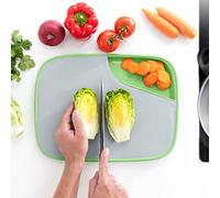InnovaGoods - Planche à découper réversible multifonction Reblok, Sans BPA, Double face, Plateau amovible, Antidérapante, Légère et durable, Gris, Médiana, TPE
