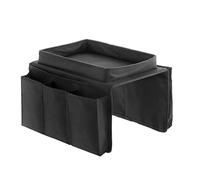 InnovaGoods - Plateau pour Canapé avec Télécommande, Organisateur de Support Accoudoir, 6 Compartiments, Design Moderne et Élégant, Noir, 29 L x 17 l x 21 H cm, Coton