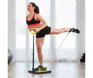 InnovaGoods - Plateforme de Fitness Multifonction, Tonifie Fessiers et Jambes, Guide d'Exercices Inclus, Adaptable à Tous Niveaux, Noir/Jaune, 29 x 103 x 39 cm, PVC