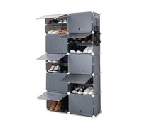 InnovaGoods Rack à Chaussures Portable et modulaire, 8 modules, 14 Compartiments pour 28 Paires, Assemblage sans Outils, Rack à Chaussures pour Dressing, Salle de Bains, etc. Gris