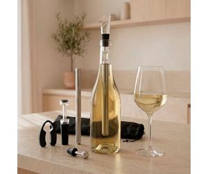 InnovaGoods - Set d'accessoires pour vin, 2 Barres refroidissantes en Acier Inoxydable 304, Coupe-Capsule, Bouchon Vide étanche, aérateur avec Bouchon antigoutte, Sac de Transport