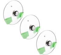 InnovaGoods - Set de 3 Supports Muraux Adhésifs pour Couvercles, Cuisine Organisée, Fixation Nano PU Gel, Polyvalent et Ajustable, Gris/Vert, Taille M, ABS