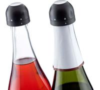 InnovaGoods® Set de Bouchon de bouteille de Champagne, Bouchon de bouteille, Capuchon de bouteille de vin réutilisable de Cava, Prosecco, Bouchon de bouteille de Champagne - 2 pièces noir