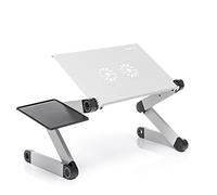 InnovaGoods - Table d'Ordinateur Portable Réglable, Plateau pour Lit, Support Pliable en Aluminium, Ventilation, Hauteur/Inclinaison Ajustables, Argent, Médiano