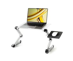 InnovaGoods - Table d'Ordinateur Portable Réglable, Plateau pour Lit, Support Pliable en Aluminium, Ventilation, Hauteur/Inclinaison Ajustables, Argent, Médiano