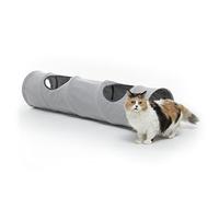 InnovaGoods - Tunnel de Jeu Pliable pour Chats, Multifonction: Repos, Jeu, Divertissement, Imperméable, Utilisation Intérieur et Extérieur, Gris, Polyester