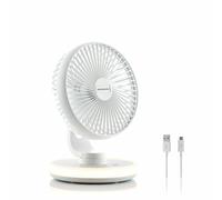 InnovaGoods Ventilateur de bureau FanLed Ø6,6'' rechargeable 4000 mAh Blanc