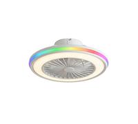 InnovaGoods - Ventilateur de plafond avec lumière LED principale et anneau RGB multicolore, télécommande, pales cachées, 6 vitesses, fonction été-hiver, minuteur, moteur CC, silencieux, 55 W