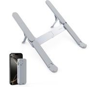 ¿Innovant et Ultra Compact Support PC Portable Palmé, Pliable & Portable, 6 Niveaux Réglables, Léger pour Voyages/Bibliothèque/Café, Compatible MacBook, HP, Sony, Dell et PC 10-16''(Gris Clair