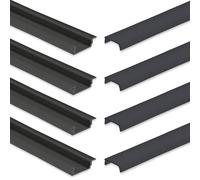 INNOVATE 4x Profil LED en aluminium 2m pour bandes LED jusqu'à 12mm de largeur Profil en aluminium encastré éclairage indirect Profil noir Profil encastré incl. Diffuseur noir