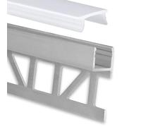 INNOVATE Profilé de carrelage LED de 2 m - Alu avec couvercle - Bande LED jusqu'à 12 mm - Éclairage indirect - Protection bord - Barre alu