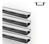 INNOVATE Profilé encastrable LED 2 m 12x6 mm Noir-Tranlucide Set 4
