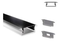 INNOVATE U-15 Profilé en aluminium pour ruban LED 2M Argent Dif. Noir 1x | Profilé en aluminium pour ruban LED 2M Convient pour bandes LED jusqu'à 15 mm Compatible Philips hue & Govee