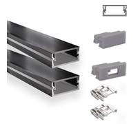 INNOVATE U-15 Profilé en aluminium pour ruban LED 2M Argent Dif. Noir 2x | Profilé en aluminium pour ruban LED 2M Convient pour bandes LED jusqu'à 15 mm Compatible Philips hue & Govee