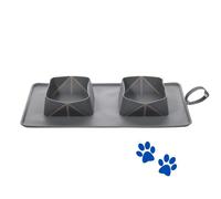 Innovation en matière de soins pour animaux de compagnie : mangeoire de voyage pliable en silicone avec tapis antidérapant, durable et port