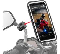 Innovation Française, Support Telephone Scooter, Moto Magnétique Pro Pour Rétroviseur Avec Pochette Imperméable Détachable, Antivibration, Tout Rétroviseur, Compatible Toutes Marques