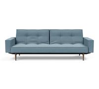 Innovation Living Canapé-lit avec accoudoirs Splitback - bleu-gris - Mixed Dance - orme foncé, conique