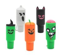 Innovation Porte-clés Halloween avec support amovible pour baume à lèvres en verre publié tendance et transportable pour jetons et bibelots sur le thème des vacances