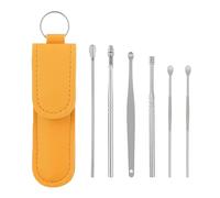 Innovative Spring Earwax Cleaner Tool Set, Ear Pick Tools Ear Cleaning Tool Set,Stainless Steel Ear Wax Remover,Portable Spiral Earwax Cleaner Tool Set (Yellow)