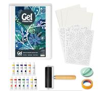 INNOVAYOU Kit de plaque en gel de 12,7 x 17,8 cm avec impression gel, rouleau en caoutchouc, peintures aquarelle, pochoirs, papier d'impression, rouleaux et baren, convient pour la fabrication de