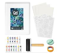 INNOVAYOU Kit de plaques en gel de 20,3 x 25,4 cm avec impression gel, rouleau en caoutchouc, peintures aquarelle, pochoirs, papier d'impression, rouleaux et baren, convient pour la fabrication de