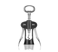 Innovine Tire-bouchon ailé - Décapsuleur à centrage automatique avec leviers à ailettes ergonomiques, finition argent satiné et noir, décapsuleur intégré et construction durable - 1 pièce