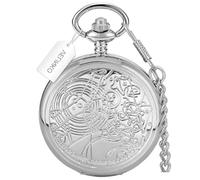 InnovTec Montre à Gousset Argent Classique gravée Cartes Runes célestes Quartz Vintage chaîne Unisexe Savoir-Faire Exquis