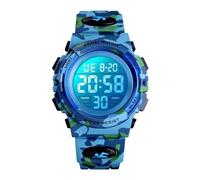 InnovTec Montre Intelligente Sport Étanche 30m Bracelet Silicone Bleu Cadran 4.3cm avec Rétroéclairage LED Montre Luminescent pour Enfants