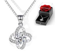 InnovTec Pendentif collier pour femme copine gravé Je t'aime Argent 925 avec une rose éternelle cadeau romantique original boîte coffret