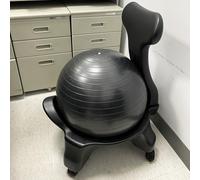 Innovz Chaise d'exercice de Bureau avec Ballon D'équilibre, Chaise de Yoga avec Support Ergonomique pour Une Bonne Posture, Siège à roulettes avec Boule de Confort et de Stabilité pour Tous(Black)