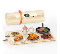 INNOWARMER Chauffe Plat Électrique, Plaque Chauffante Électrique Silicone Pliable Flexible, Plaque Chauffante avec 5 Température Réglable et Minuteur, Chauffe Plat pour Buffet Fête Familiale (Blanc)