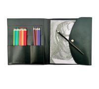 INNOYUMLIN Couverture de carnet de croquis avec porte-crayon, carnet de croquis d'artiste couverture en cuir artis cadeaux, carnet de dessin et trousse à crayons, livre d'art pour le dessin, Noir